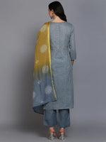 Cotton Grey Embroidered Straight Kurta Pant With-VKSKD1873_XS