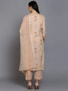 Cotton Blend Nude Printed Straight Kurta Pant-VKSKD1887_XS