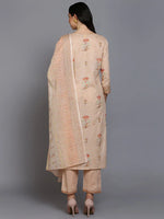 Cotton Blend Nude Printed Straight Kurta Pant-VKSKD1887_XS