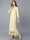 Silk Blend Embroidered Straight Kurta Sharara With