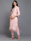 Cotton Blend Pink Printed Straight Kurta Pant-VKSKD1889_XS