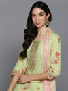 Cotton Blend Sea Green Printed Straight Kurta-VKSKD1891_XS