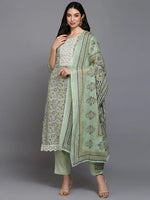 Cotton Blend Sea Green Printed Straight Kurta-VKSKD1900_XS