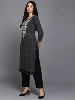 Cotton Black Bandhani Printed Straight Kurta Pant