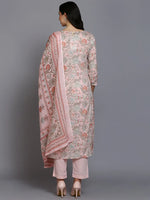 Cotton Blend Pink Printed Straight Kurta Pant-VKSKD1904_XS