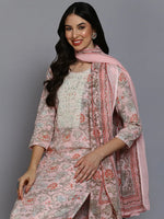 Cotton Blend Pink Printed Straight Kurta Pant-VKSKD1904_XS