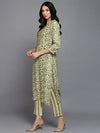 Silk Blend Yellow Printed Straight Kurta Pant-VKSKD1865_XS