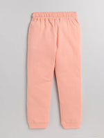 Nottie Planet Girl's Loopknit Text Printed Trackpant - Peach