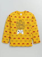 Nottie Planet Full Sleeve Aop Game Print Boy T Shirt - Yellow