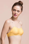 Non-Padded Wirefree Full Coverage Strapless Tube Bra With Detachable Transparent Straps in Yellow - Cotton