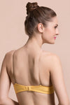 Non-Padded Wirefree Full Coverage Strapless Tube Bra With Detachable Transparent Straps in Yellow - Cotton