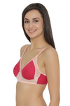 Non-Padded Non-Wired Full Coverage Bra in Pink - Cotton Rich