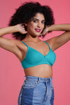 Level 1 Push-Up Underwired Demi Cup Multiway T-shirt Bra in Teal Green - Cotton Rich