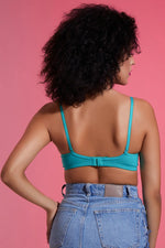 Level 1 Push-Up Underwired Demi Cup Multiway T-shirt Bra in Teal Green - Cotton Rich