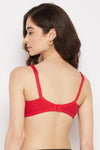 Non-Padded Non-Wired Full Cup Bra in Red - Cotton