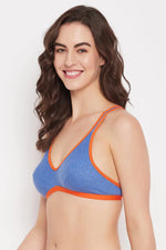 Non-Padded Full Coverage T shirt Bra In Blue - Cotton Rich