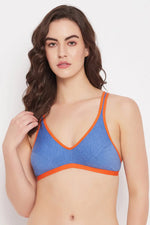 Non-Padded Full Coverage T shirt Bra In Blue - Cotton Rich