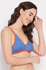 Non-Padded Full Coverage T shirt Bra In Blue - Cotton Rich