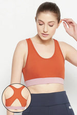 Medium Impact Padded Sports Bra in Orange