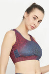 Medium Impact Padded Geometric Print Racerback Sports Bra in Maroon