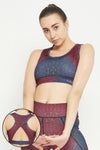 Medium Impact Padded Geometric Print Racerback Sports Bra in Maroon