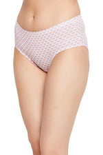 Mid Waist Floral Print Hipster Panty in White with Inner Elastic - Cotton-PN2378B183XL