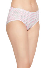 Mid Waist Floral Print Hipster Panty in White with Inner Elastic - Cotton-PN2378B183XL