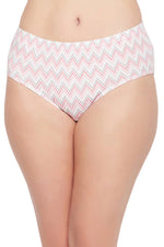 Mid Waist Chevron Print Hipster Panty in White with Inner Elastic - Cotton-PN2378F183XL