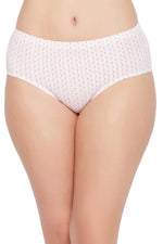 Mid Waist Heart Print Hipster Panty in White with Inner Elastic - Cotton-PN2378D183XL