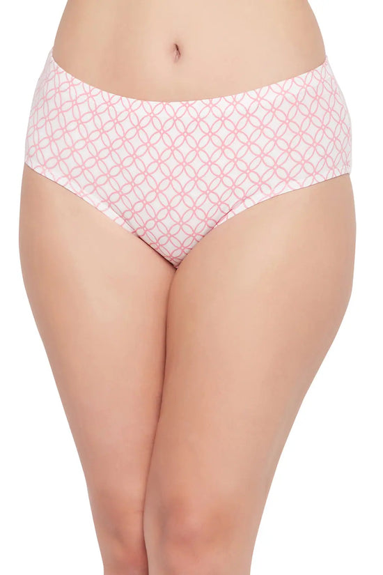 Mid Waist Geometric Print Hipster Panty in White with Inner Elastic - Cotton-PN2378G183XL