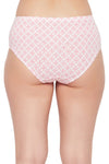 Mid Waist Geometric Print Hipster Panty in White with Inner Elastic - Cotton-PN2378G183XL