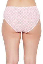 Mid Waist Geometric Print Hipster Panty in White with Inner Elastic - Cotton-PN2378G183XL