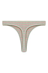 Low Waist Striped Thong in Grey Melange - Cotton