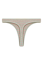 Low Waist Striped Thong in Grey Melange - Cotton