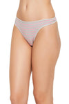 Low Waist Striped Thong in Grey Melange - Cotton