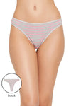 Low Waist Striped Thong in Grey Melange - Cotton