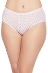 Mid Waist Chevron Print Hipster Panty in White with Inner Elastic - Cotton-PN2378A183XL