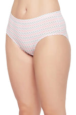 Mid Waist Chevron Print Hipster Panty in White with Inner Elastic - Cotton-PN2378A183XL