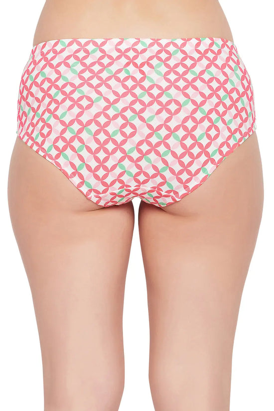 Mid Waist Geometric Print Hipster Panty in White with Inner Elastic - Cotton-PN2378J183XL