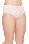 Mid Waist Geometric Floral Print Hipster Panty in White with Inner Elastic - Cotton