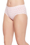 Mid Waist Geometric Floral Print Hipster Panty in White with Inner Elastic - Cotton