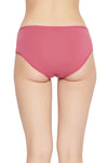 Mid Waist Hipster Panty in Dusky Pink with Lace Inserts - Cotton