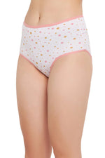 High Waist Star Print Hipster Panty in White - Cotton