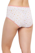 High Waist Star Print Hipster Panty in White - Cotton