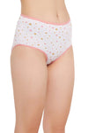 High Waist Star Print Hipster Panty in White - Cotton