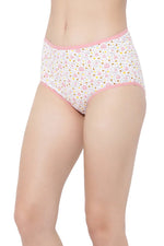 High Waist Printed Hipster Panty in White - Cotton-PN2761I183XL