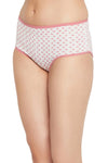 High Waist Polka Dot Print Hipster Panty in White - Cotton