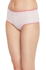 High Waist Polka Dot Print Hipster Panty in White - Cotton