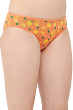 Low Waist Fruit Print Bikini Panty in Orange - Cotton