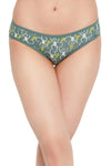 Low Waist Monkey Print Bikini Panty in Dark Green - Cotton